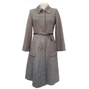Marc Jacobs 100% Virgin Wool Coat w/Leather Belt Sz 8 100% Silk Lining